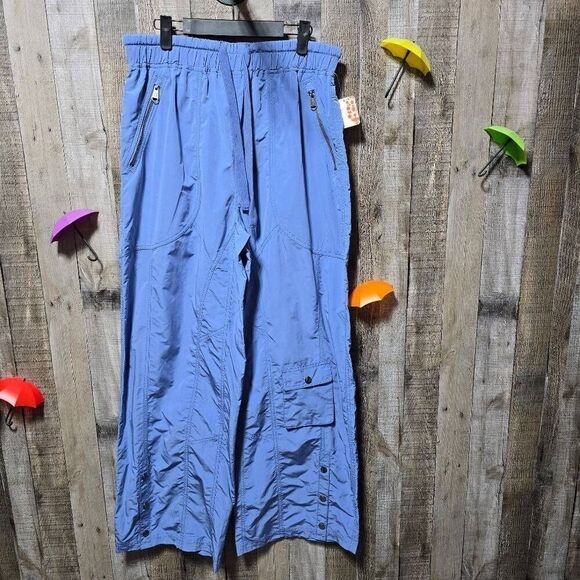 Free People FP Movement Stadium Cargo Pants Blue Wide Leg Elastic Waist NWT - Picture 2 of 7